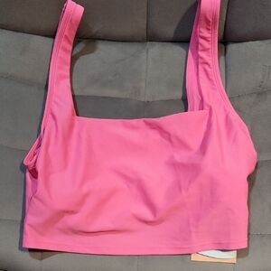 Pink Square Neck Swim Top.